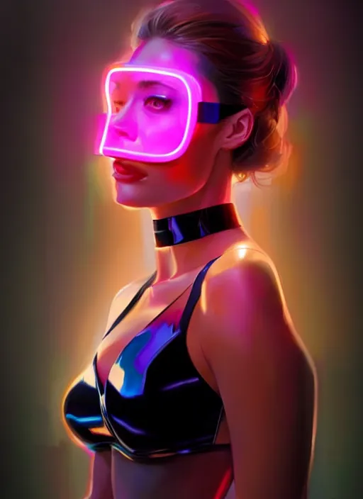 Image similar to glossy tube top, elegant, cyber neon lights, highly detailed, digital photography, trending in artstation, trending in pinterest, glamor pose, concept, smooth, sharp focus, art by artgerm and greg rutkowski