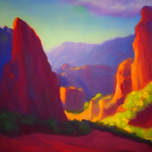 Image similar to land of plenty, valley of none, oil painting, semi - realistic, colorful, dramatic, dynamic lighting