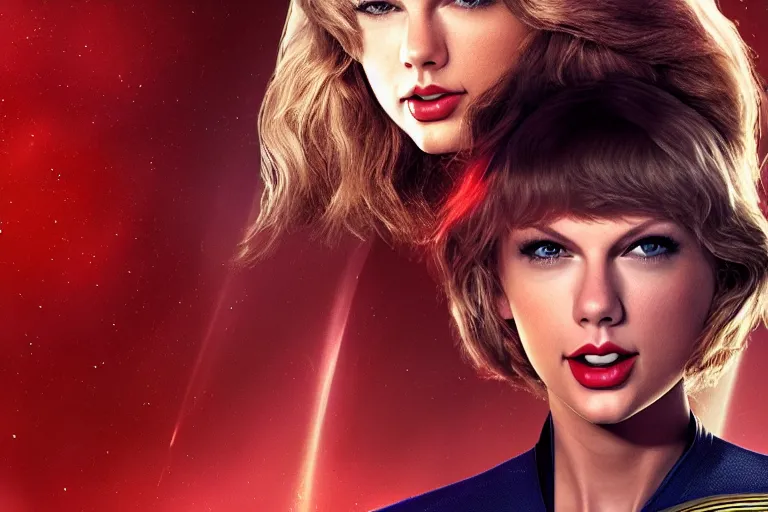 Image similar to Taylor Swift in Star Trek, 4K UHD image, octane render,