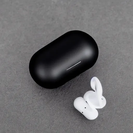 Image similar to black airpods pro case with marshmallow logo on it, studio, product photo