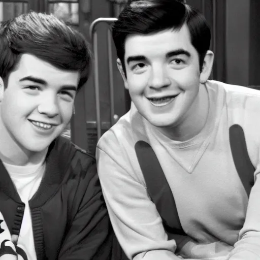 Prompt: A photograph of Drake and Josh, circa 1966