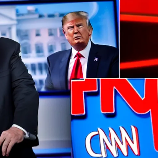 Image similar to donald trump as a news anchor on cnn