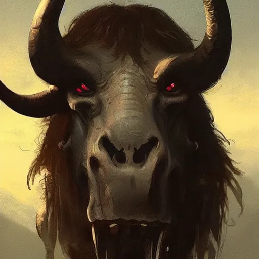 Image similar to 💀🐃, Greg rutkowski, Trending artstation, cinematográfica, digital Art