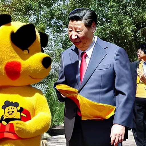 Prompt: xi jinping cosplays as winnie the pooh