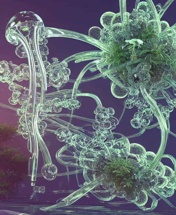 Image similar to intricate transparent clear see - through image of medical equipment, lush botany, garden environment, ultra realistic, concept art, fractal art, photorealistic, octane render, 8 k, unreal engine. art by nori inoguchi and sam kaplan and zachary goulko and christopher marley