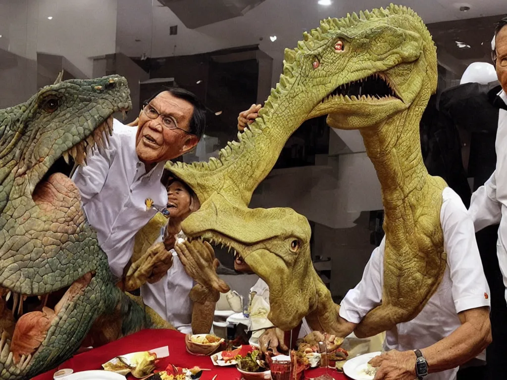 Image similar to Enrile eating a dinosaur