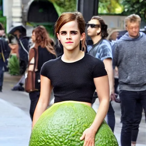 Image similar to emma watson inside a giant avocado