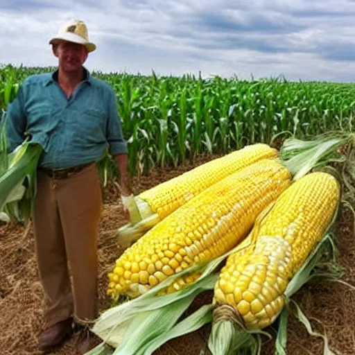 Image similar to proud farmer holding the world's largest corn