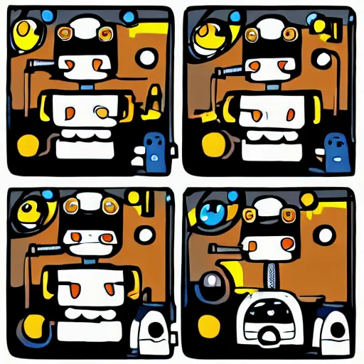 Prompt: Happy cute content robot, Fuzzy robot looking joyful, So happy to exist as a robotic being, Peaceful happy super joyous robot looking happy