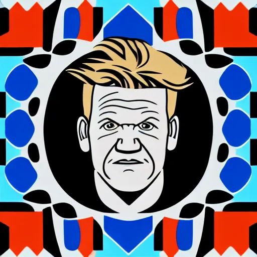 Image similar to a portrait of gordon ramsay stylized by geometric shapes, rounded corners, candy colors