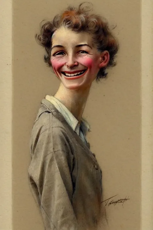 Image similar to ( ( ( ( ( 1 9 5 0 s retro happy smiling skinny farmer face portrait. muted colors. ) ) ) ) ) by jean - baptiste monge!!!!!!!!!!!!!!!!!!!!!!!!!!!!!!