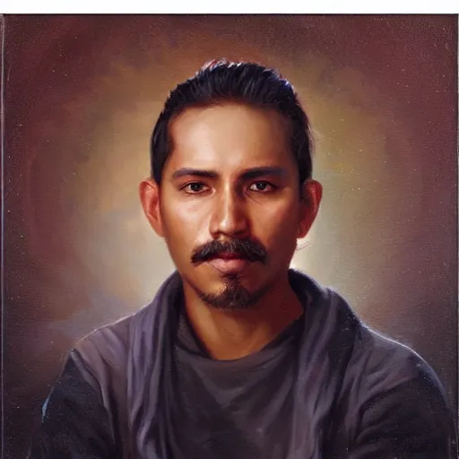 Prompt: portrait of a mexican man ( 3 5 ) from mexico in 2 0 2 1, an oil painting by ross tran and thomas kincade