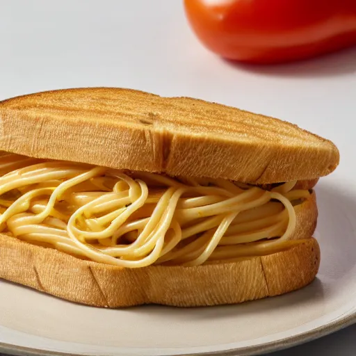 Image similar to photo of a pasta sandwich, professional, studio, marco, 4 k