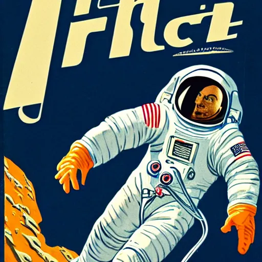 Prompt: astronaut full body portrait, Vintage Magazine Illustration