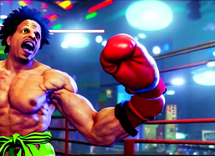 Image similar to eric andre in street fighter v ( 2 0 1 7 ), dynamic pose, official media, ps 4 in - game cinematic, 5 k