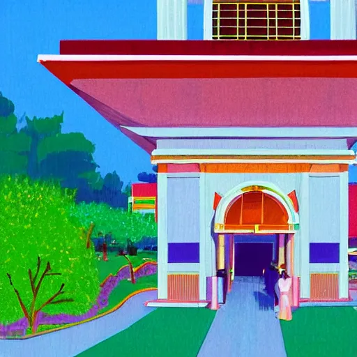 Prompt: a beautiful picture of the entrance of an high school, art by masaaki yuasa, trending on artstation