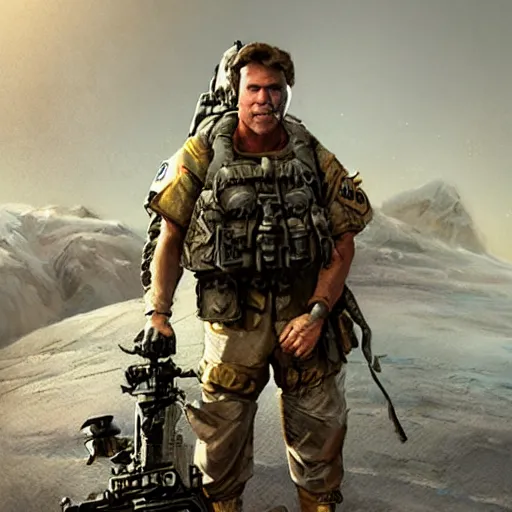 Image similar to Will Ferrell as a navy SEAL, high resolution fantasy concept art, intricate details, soft lighting