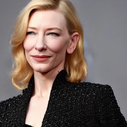 Prompt: high resolution image of cate blanchett with full body tattoo , highly detailed, photorealistic, 4k