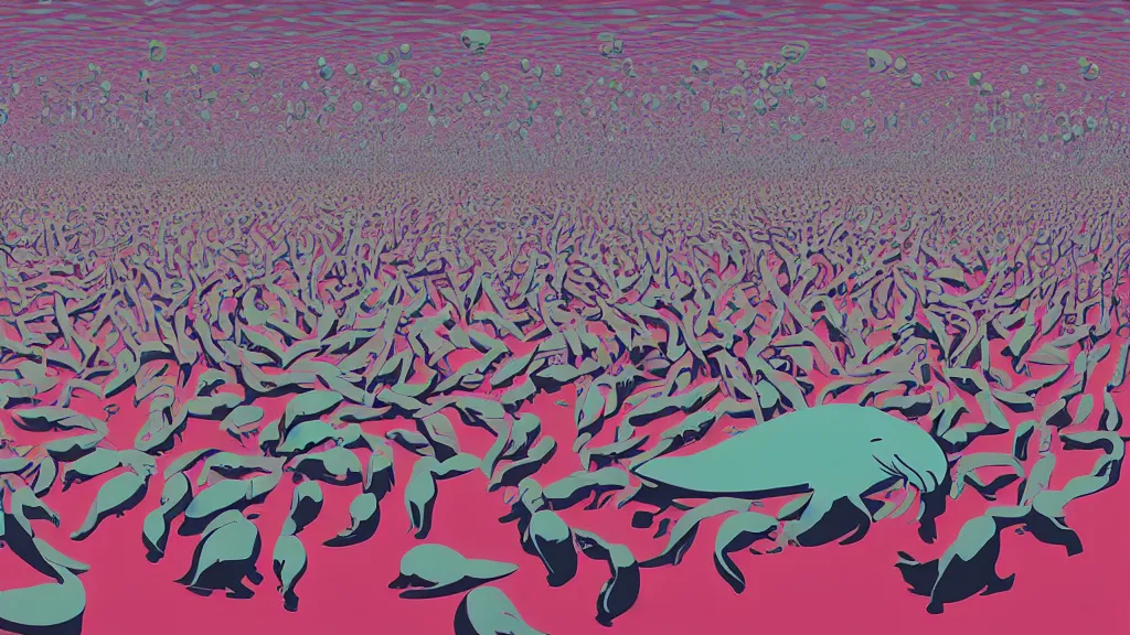 Prompt: an Epic Giant Walrus Battling an army of 1000s of Obama Clones by Andy WaRhol and Beeple, 4K