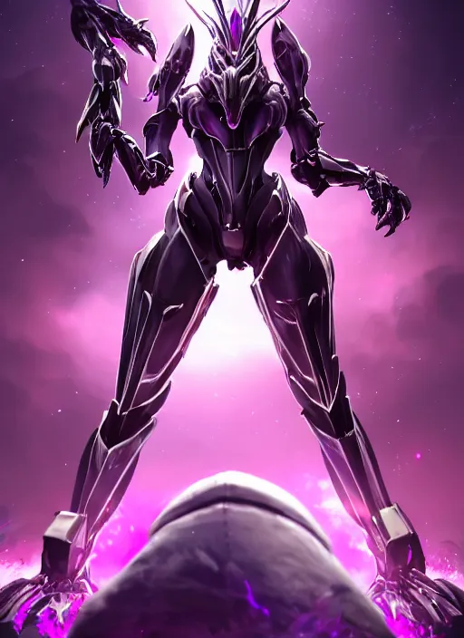 Image similar to cinematic, hyperdetailed elegant beautiful stunning giantess anthropomorphic mecha hot female dragon goddess, sharp spines, sharp metal ears, smooth purple eyes, smooth fuschia skin, silver armor, bigger than galaxy, epic proportions, epic scale, macro giantess, warframe, destiny, furry, dragon art, goddess art, giantess art, furaffinity, octane