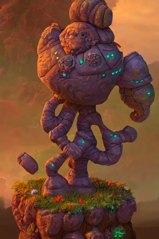 Image similar to zelda fantasy art giant golem troll wood rock greeble gemstone, global illumination ray tracing hdr fanart arstation by sung choi and eric pfeiffer and gabriel garza and casper konefal bastion forged hardmesh lisa frank zbrush central