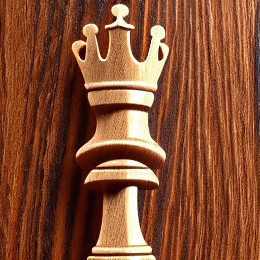 Prompt: king chess piece wooden photograph