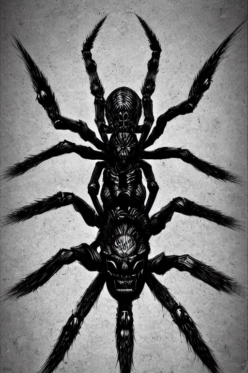 Image similar to spider humanoid figure monster, symmetrical, highly detailed, digital art, sharp focus, trending on art station, kentaro miura manga art style