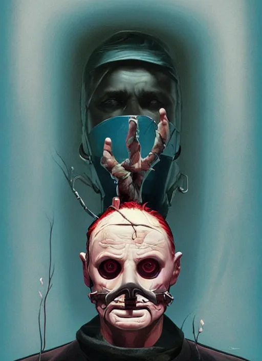 Image similar to poster artwork by Michael Whelan and Tomer Hanuka, Karol Bak of the Hannibal Lector, from scene from Twin Peaks, clean