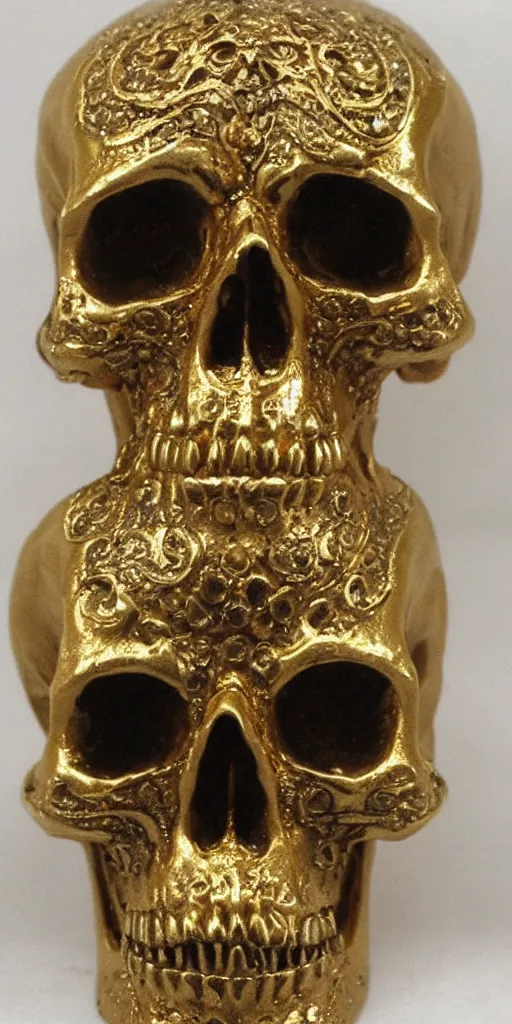 Image similar to ornate gold skull realistic 3 d covered in jewels antique