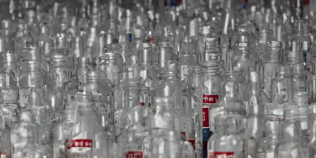 Image similar to a film still of prescription medicine bottles piling up in a vault, shallow depth of field, cinematic, award winning cgi, vfx, film still cfg _ scale : 1 8. 0