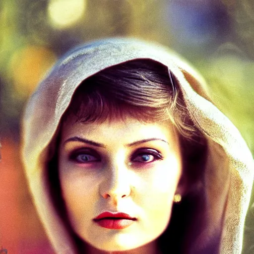 Image similar to pretty ukrainian woman i in the style in the style of andrei tarkovsky, 8 k, 1 9 8 4, close - up bokeh, gelios lens, color, noir by terry o'neill