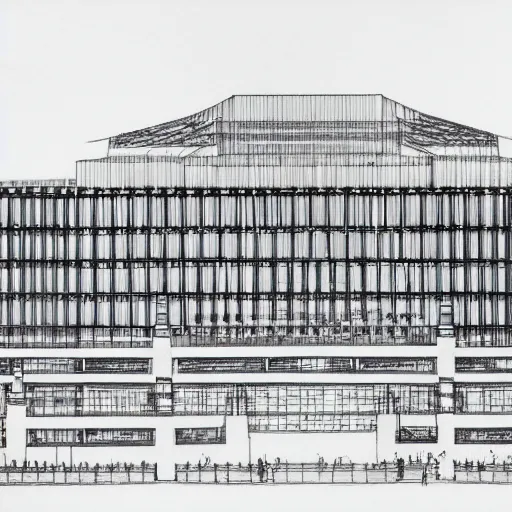 Image similar to Palast der Republik in Berlin, architectural drawing