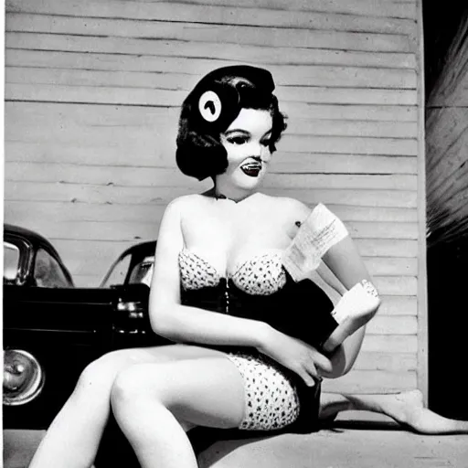 Prompt: pin up monster, photography award winning, 1 9 5 0 s