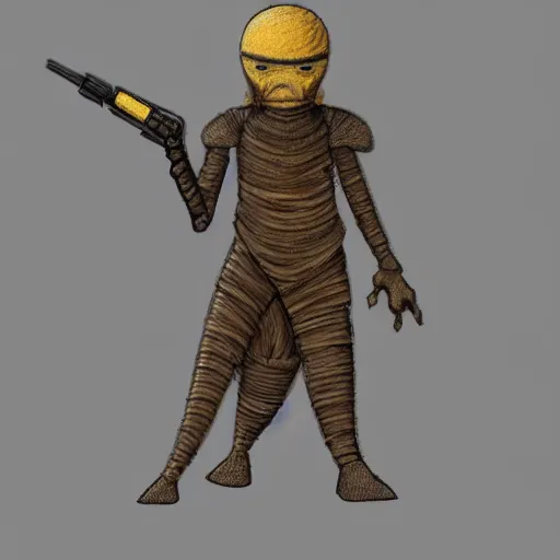 Prompt: star wars character design for a sand dweller