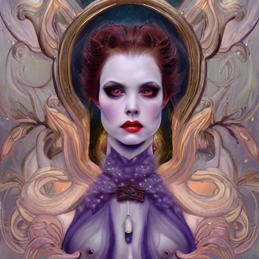 Prompt: a painting in the style of donato giancola and in the style of natalie shau.