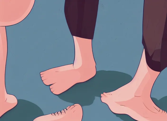 Image similar to a man's leg and a woman's leg. their feet are touching. clean cel shaded vector art. shutterstock. behance hd by lois van baarle, artgerm, helen huang, by makoto shinkai and ilya kuvshinov, rossdraws, illustration, art by ilya kuvshinov