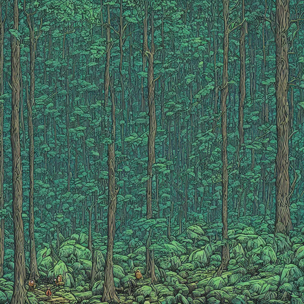 Image similar to A forest by Dan Mumford