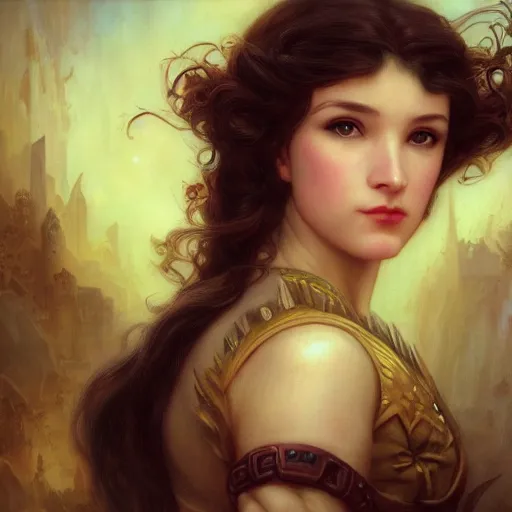 Image similar to a fantasy comic book style portrait painting of a beautiful woman with pale skin and long black hair, mystical valkyrie, francois boucher, oil painting, unreal 5, hyperrealistic, octane render, regal, refined, detailed digital art, rpg portrait, william - adolphe bouguereau, michael cheval, walt disney, steampunk, dynamic lighting, highly detailed, unreal engine