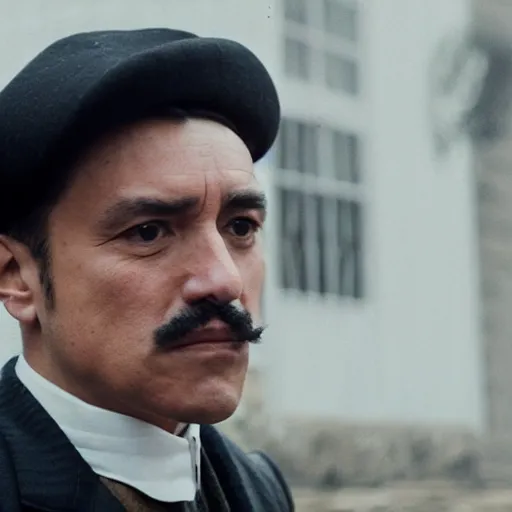 Prompt: Camilo Cesar Augusto Gomez Chaparro, anthropologist wearing a Peaky Blinders suit , 8k, cinematic, reality,