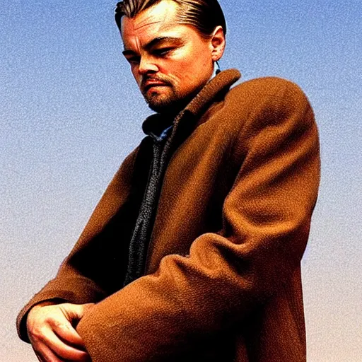 Image similar to “ leonardo dicaprio retro minimalist portrait by jean giraud, moebius starwatcher comic, 8 k ”