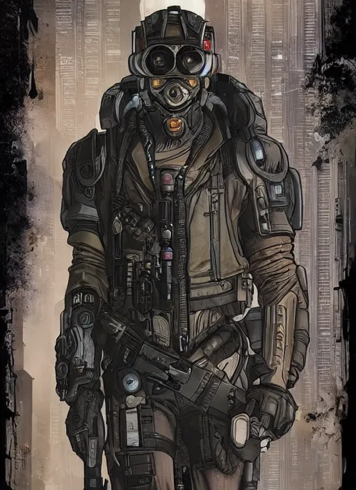 Prompt: cyberpunk blackops spy. exo - suit. portrait by ashley wood and alphonse mucha and laurie greasley and josan gonzalez and james gurney. spliner cell, apex legends, rb 6 s, hl 2, d & d, cyberpunk 2 0 7 7. realistic face. dystopian setting.