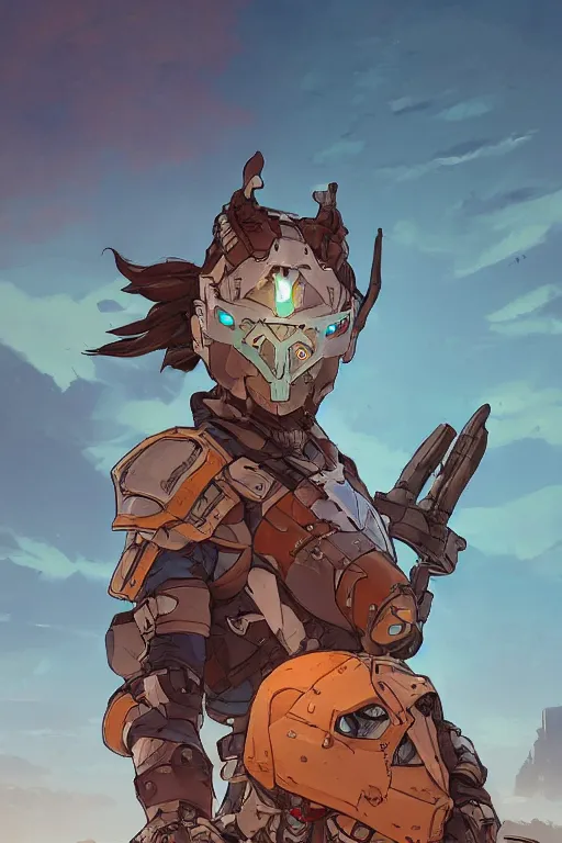 Image similar to combination suit armor aloy horizon forbidden west horizon zero dawn robot ninja mask helmet backpack tribal, art gta 5 comics, official fanart behance hd artstation by jesper ejsing, by rhads, makoto shinkai and lois van baarle, ilya kuvshinov, ossdraws radiating a glowing aura cgi rtx 2 0 2 2