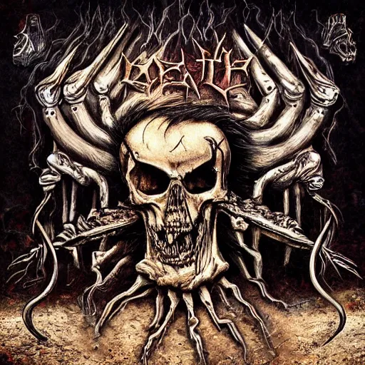 Prompt: death metal album cover award winning masterpiece