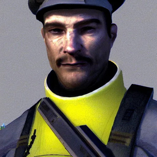 Image similar to a portrait of a combine civil protection guard from the half life universe