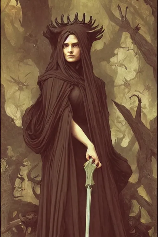 Prompt: old witch queen game of thrones, bouguereau