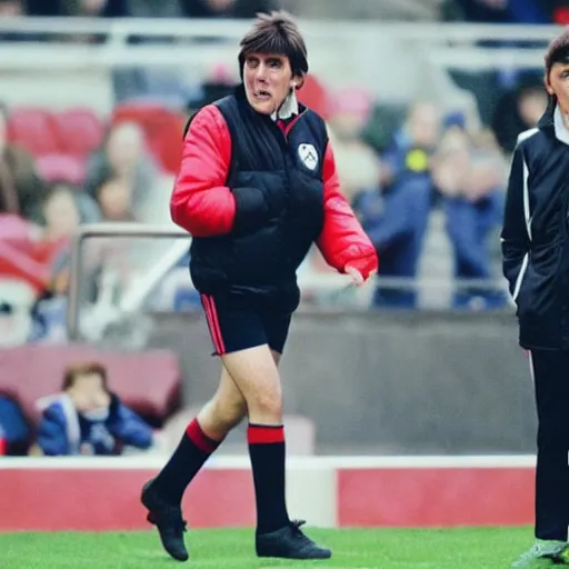 Prompt: manga peter beardsley wearing a puffa jacket