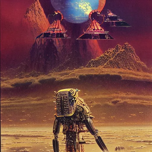 Prompt: sci - fi shogun, art by bruce pennington