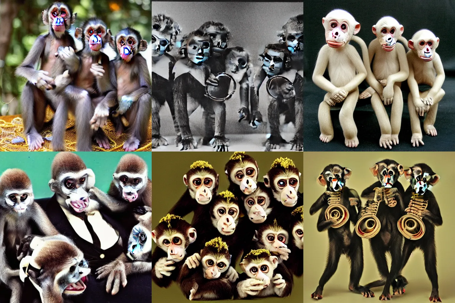 Prompt: schnicklefritz band of tambourine monkeys haunting your dreams