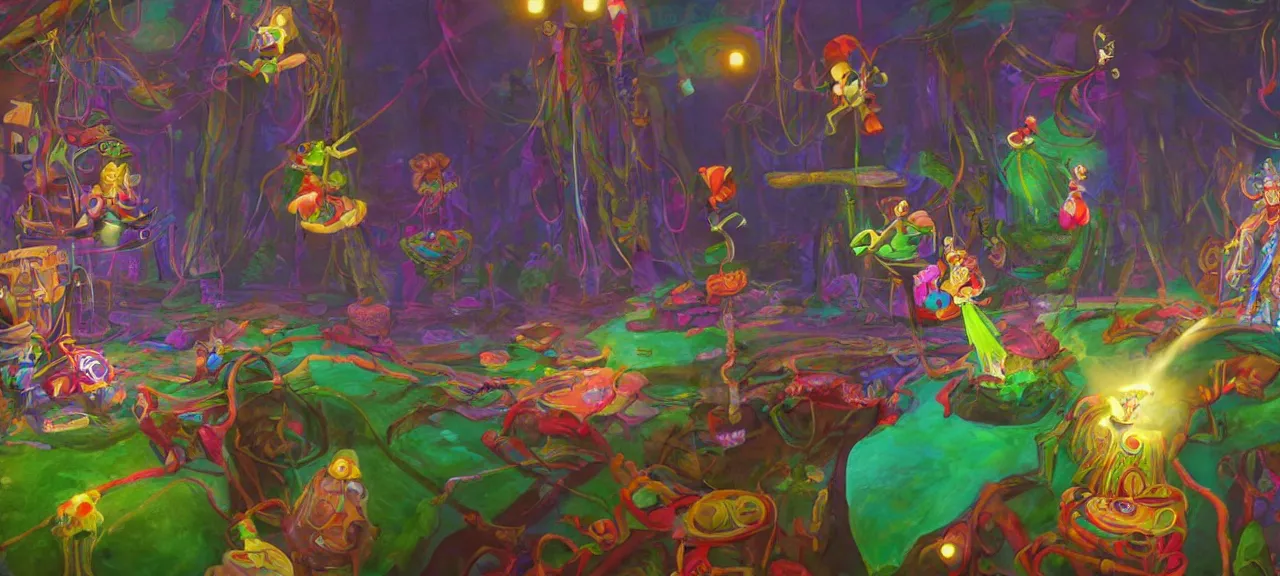 Prompt: a beautiful painting of a psychonauts circus | unreal engine :. 3