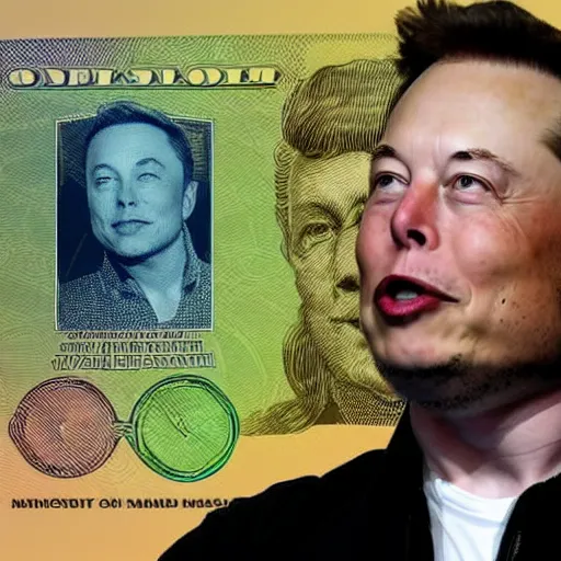 Image similar to Elon musk on the Mars Dollar bill